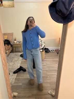 GAP Sky Blue Button-Up Knit Cardigan
